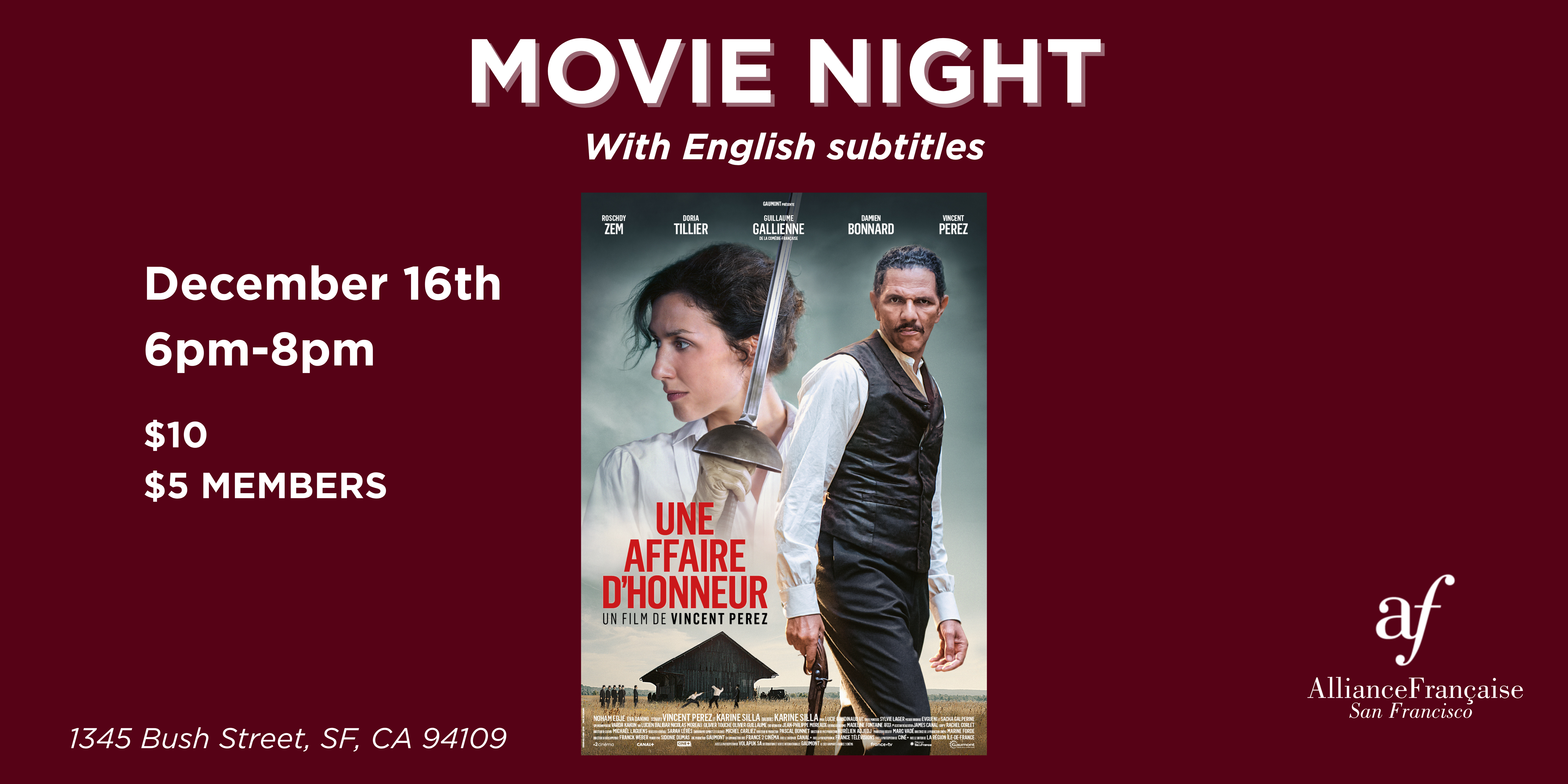 Movie Night: Une Affaire d'Honneur - December 16th 2025