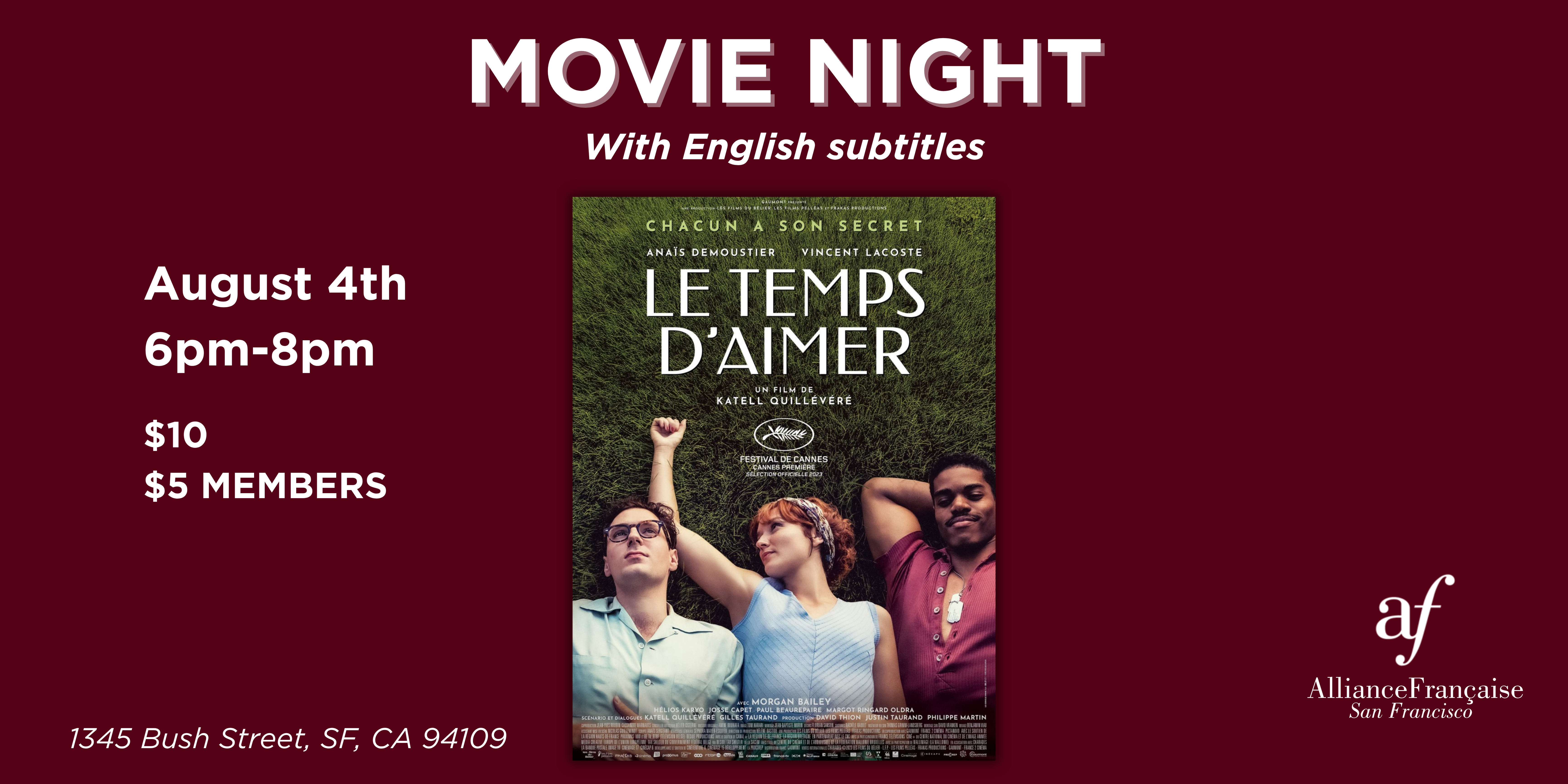 Movie Night : Le temps d'aimer - August 4th 2026