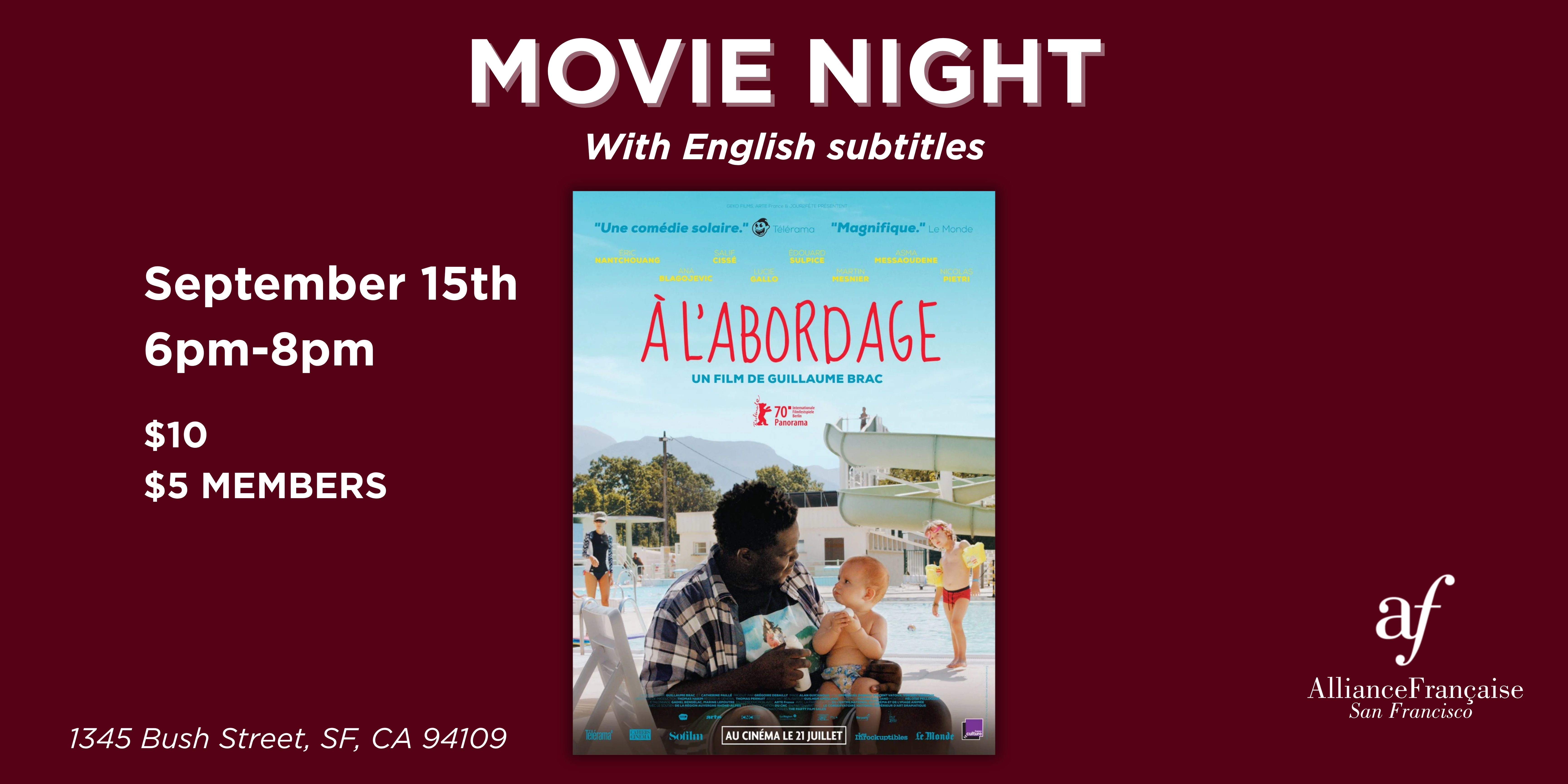 Movie Night : À l’abordage - September 15th 2026