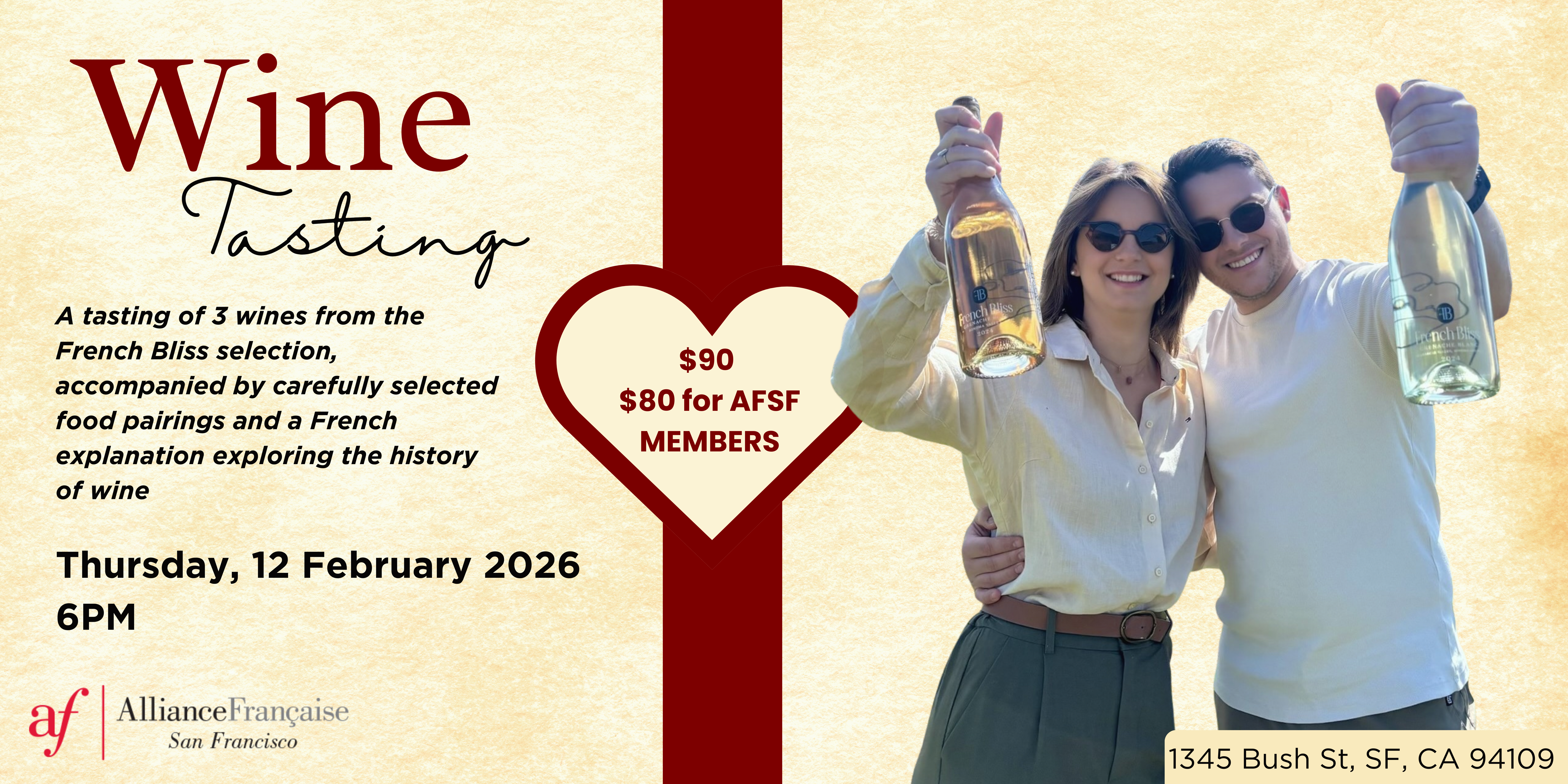 Valentine's wine tasting at Alliance Française SF