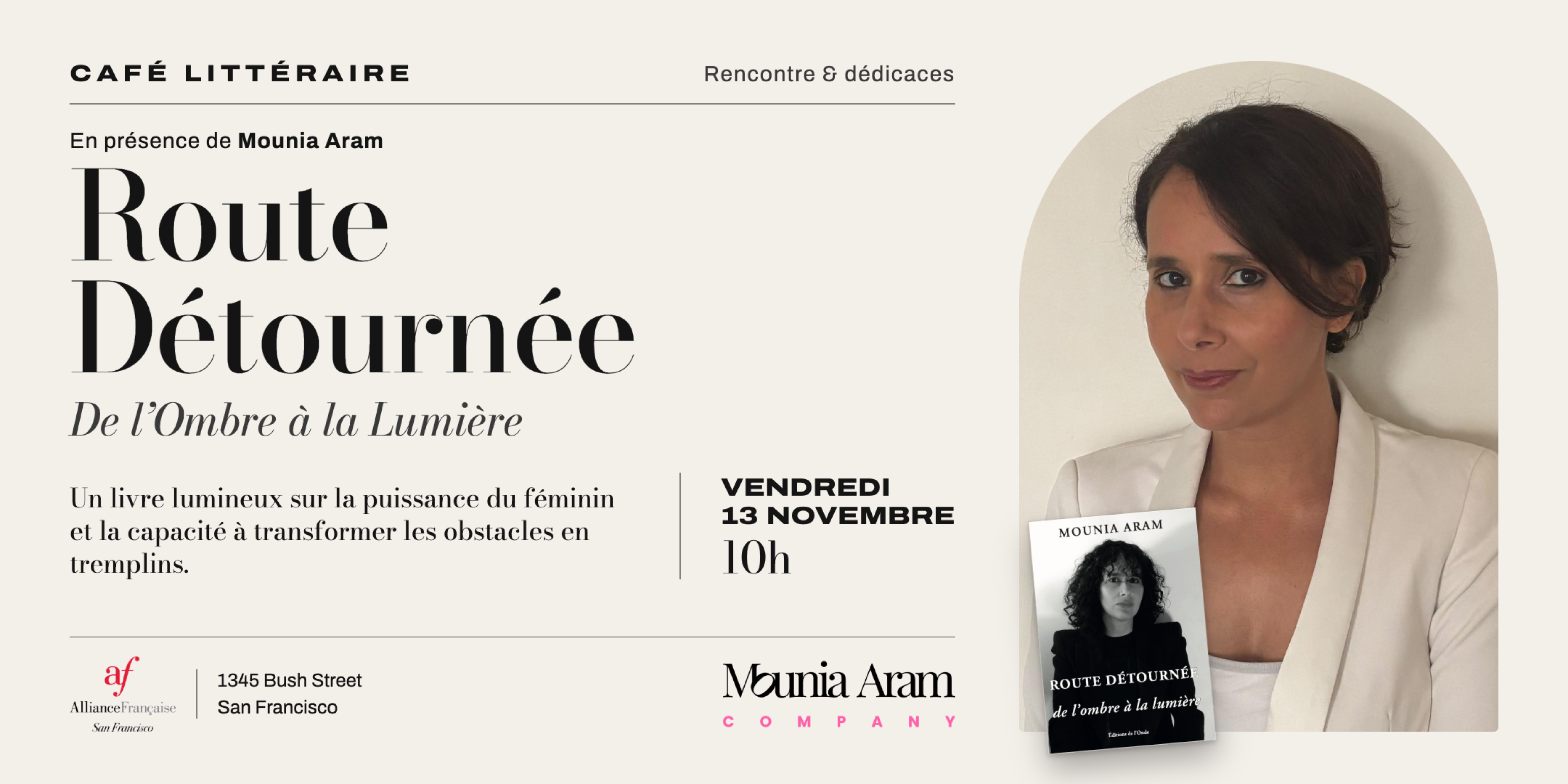 Café littéraire with Mounia Aram "Route Détournée : De l’Ombre à la Lumière" - Nov 13